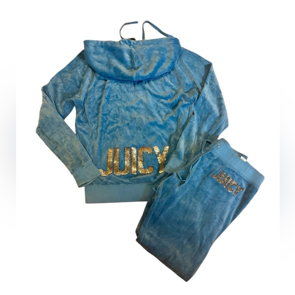 Juicy Couture Blue Hoodie with Gold Accents